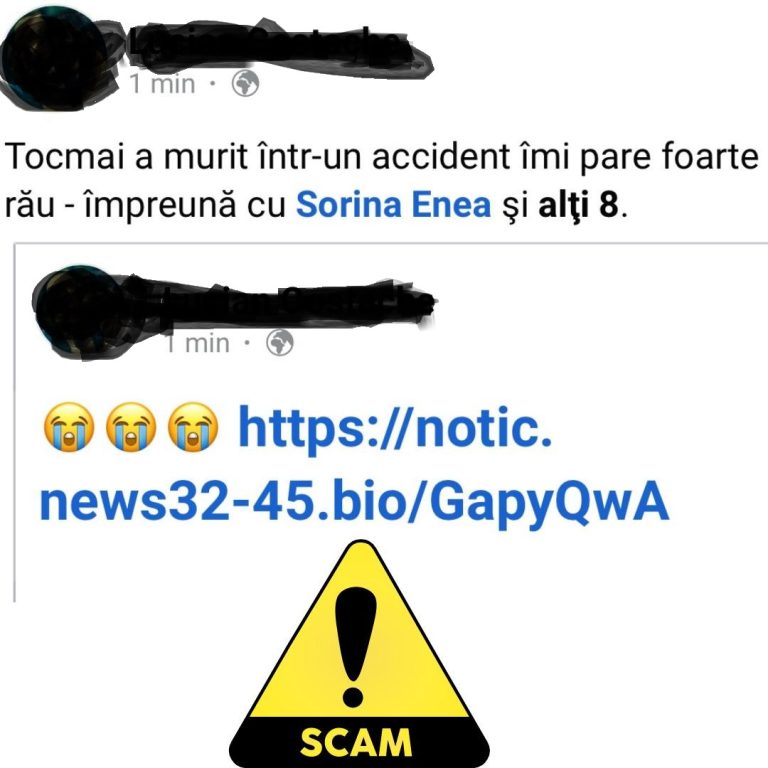 O nouă înșelătorie pe Facebook: „Tocmai a murit într-un accident rutier”