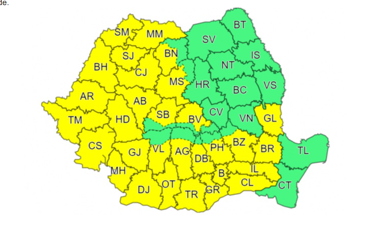 Cod galben de caniculă și disconfort termic în județul Sibiu