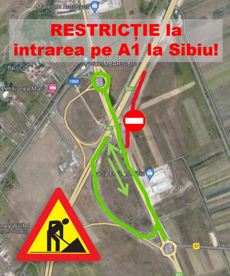 Restricție de circulație, joi dimineața, pe A1