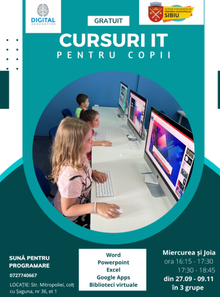 Copiii cu vârsta între 7 și 14 ani pot învăța gratuit IT