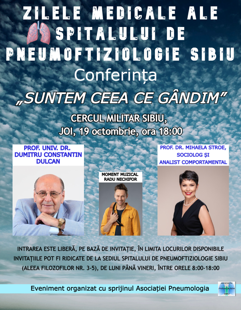 Sibienii au ocazia să participe la conferința ,,Suntem ceea ce gândim” susținută de Constantin Dulcan și Mihaela Stroe