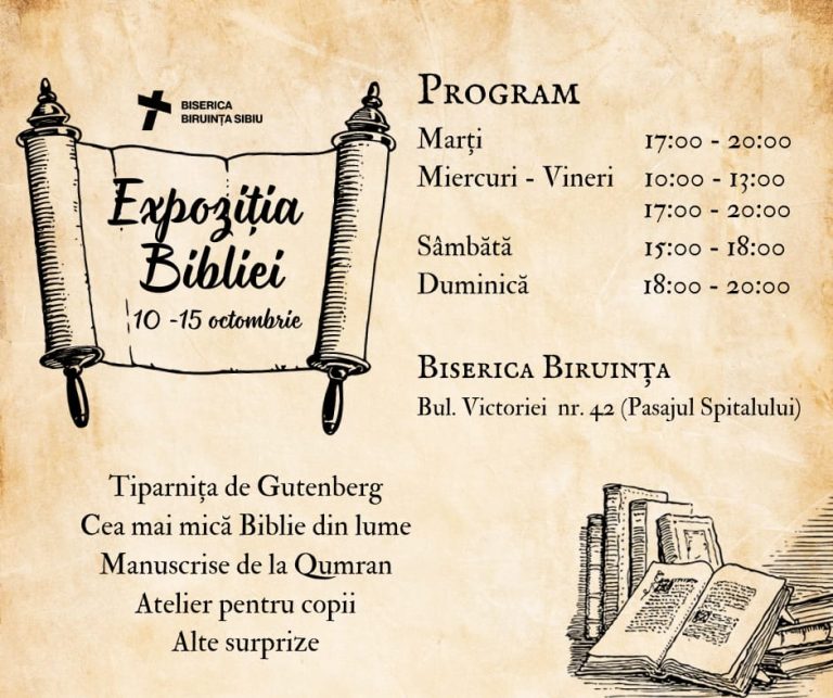 Sibienii pot vedea Biblia rezistentă la apă, cea mai mică Biblie din lume, Biblia cu glonț și Biblia pentru nevăzători, toate în incinta Bisericii Creștine Biruința