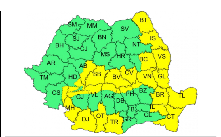 Se anunță cod galben de vânt la începutul acestei săptămâni