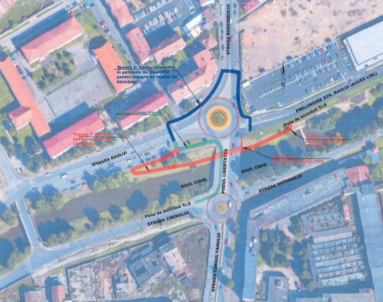 Conexiune alternativă pentru bicicliști, în zona podului de pe str. Rusciorului