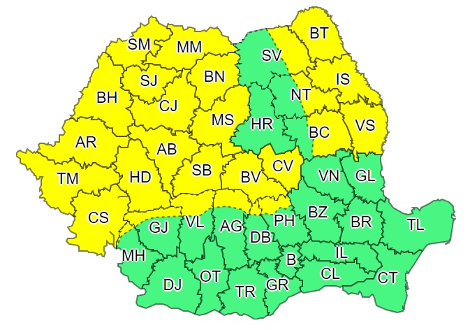 Cod Galben de vânt în Sibiu până sâmbătă