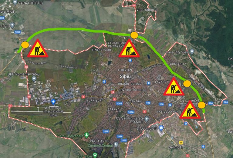 FOTO/VIDEO: Restricții de circulație pe A1, Varianta Sibiu, în mai multe noduri rutiere