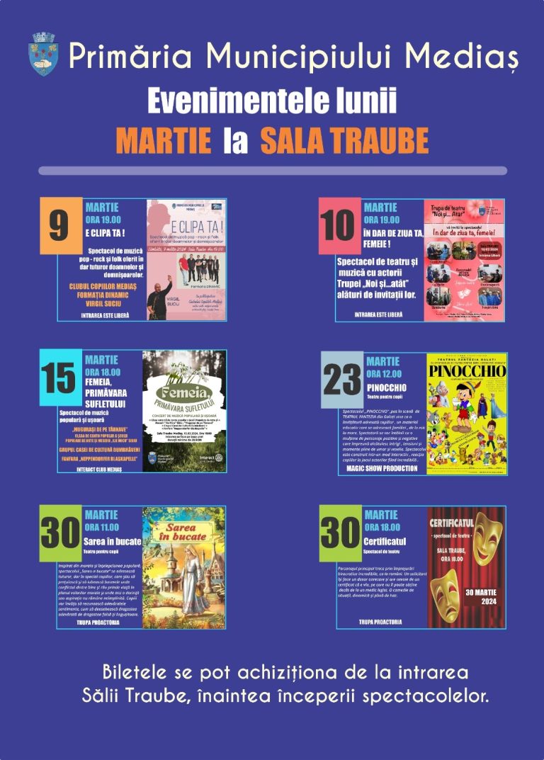 Luna martie aduce multe spectacole la Mediaș