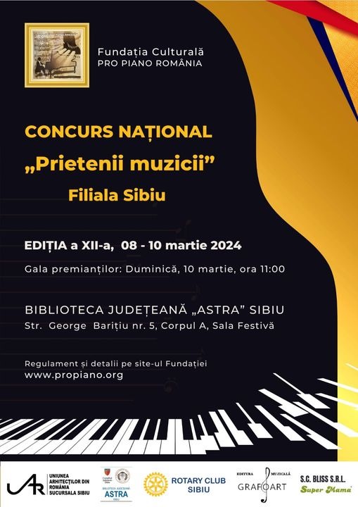 Biblioteca ASTRA găzduiește ce-a de-a XII-a ediție a Concursului Național „Prietenii Muzicii”la Sibiu