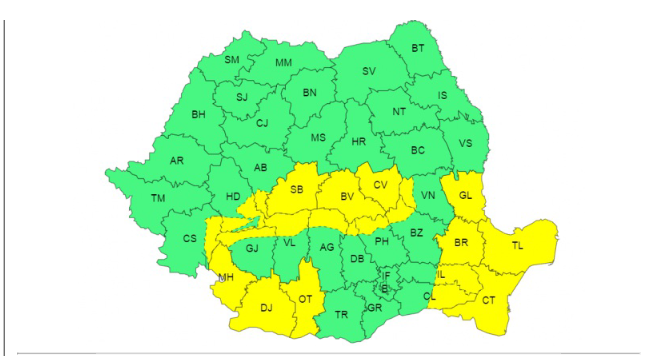Atenționare meteorologică: precipitații și vânt puternic în Sibiu