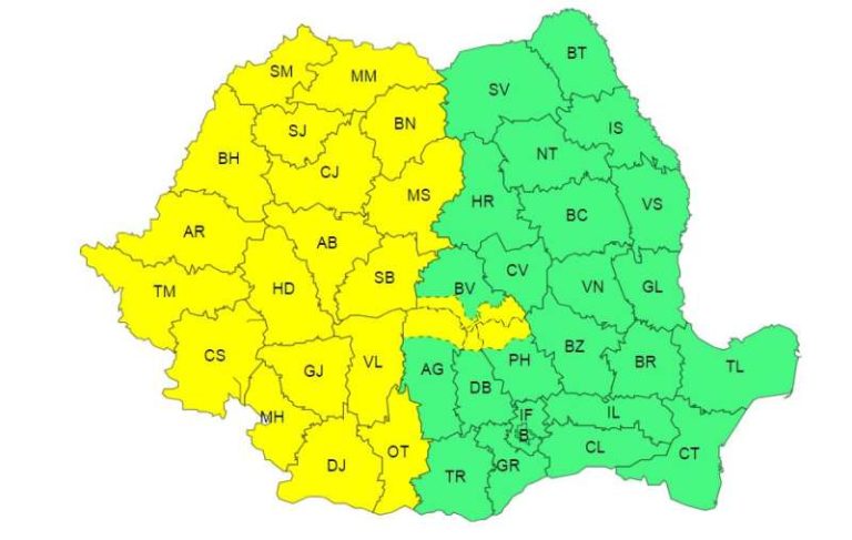 ALERTĂ METEO: Avertizări Cod galben și Cod portocaliu de vânt și vijelii în toată țara. În Sibiu va fi Cod Galben