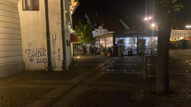 FOTO: 5 suporteri ai Petrolului și-au bătut joc de clădiri și pasaje din Sibiu