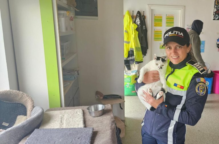 FOTO: Polițiștii sibieni, în acțiune de Ziua Mondială a Animalelor