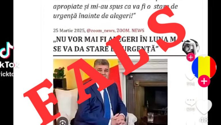 FOTO: Dezinformare pe internet. NU VA FI DECLARATĂ stare de urgență „ca să rămână Bolojan președinte”