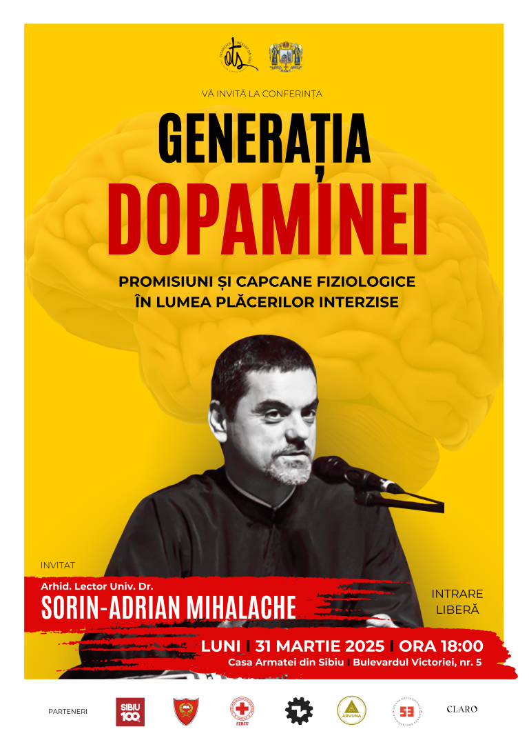 Sorin-Adrian Mihalache conferențiază despre „Generația Dopaminei. Promisiuni și capcane fiziologice în lumea plăcerilor interzise”