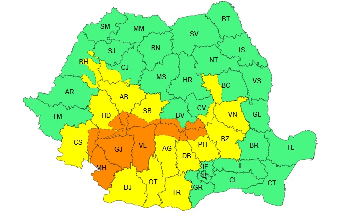 ALERTĂ METEO: Vânt și ploi abundente în Sibiu și țară până sâmbătă seara