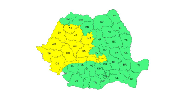 Atenționare meteo pentru Sibiu: Vreme severă cu ploi abundente și vânt puternic