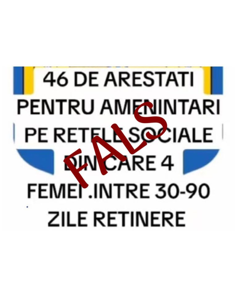 FOTO: „46 de persoane au fost arestate”. Poliția Română demontează un nou fake news