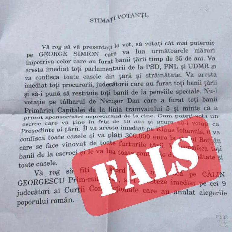 FOTO: Incident electoral în Sibiu. Scrisori anonime pentru susținerea lui George Simion