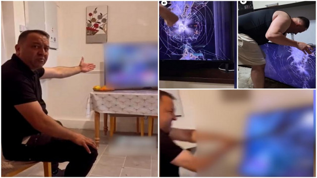 VIDEO: Un român și-a spart televizorul cu o bâtă după înfrângerea lui George Simion