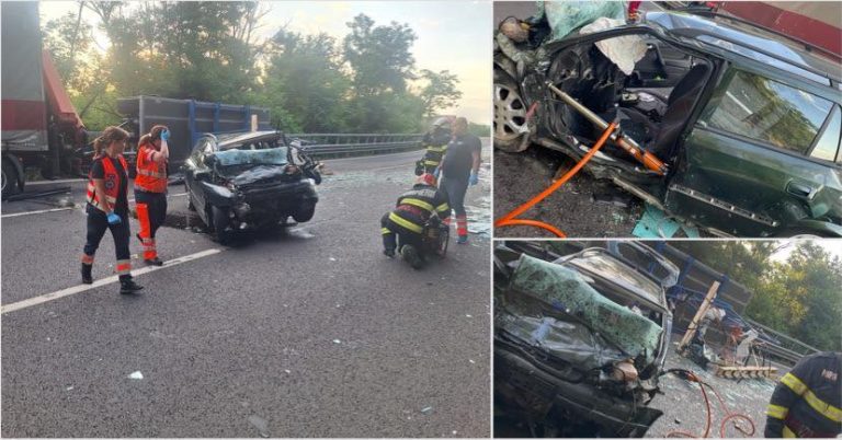 FOTO/VIDEO: Șofer de 85 de ani, mort pe Valea Oltului. Mașina pe care o conducea s-a izbit violent de un TIR