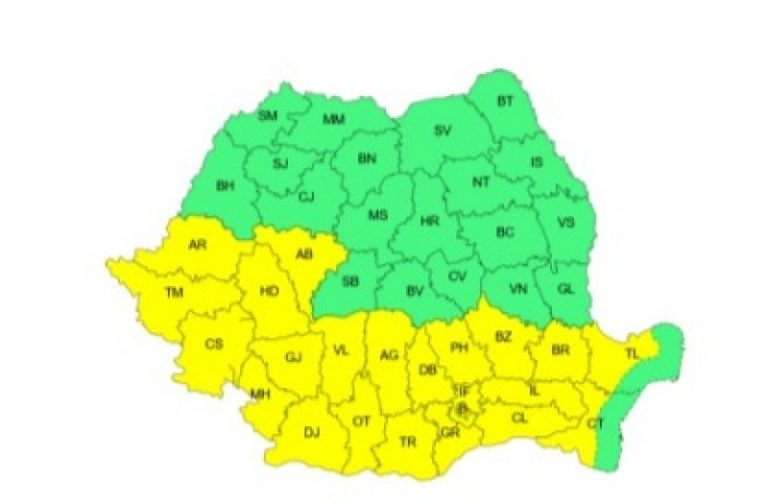 Cod Galben de caniculă, astăzi, în jumătate de țară. Temperaturile ajung la 36 de grade