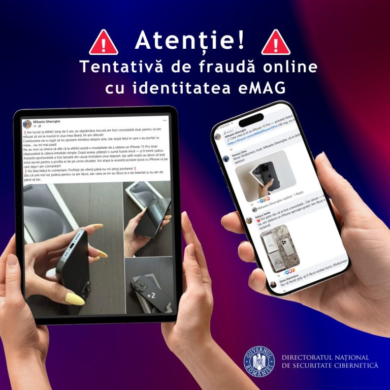 Tentativă de fraudă în numele eMag. iPhone 15 Pro „cadou”, o metodă de a colecta date personale și bancare