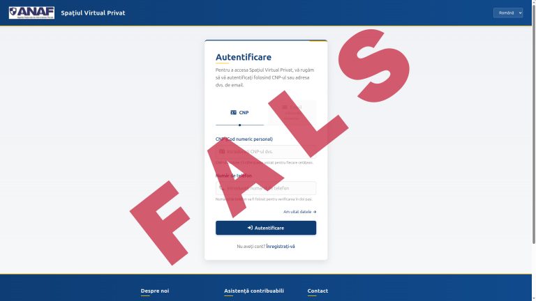 Alertă de la ANAF: A apărut un site fals care colectează datele personale ale utilizatorilor