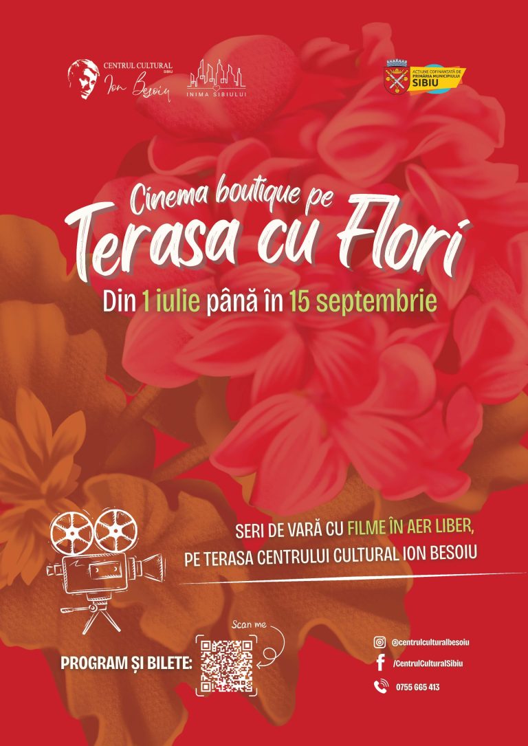 Filme în aer liber, în Sibiu. Poftiți pe Terasa cu Flori a Centrului Cultural „Ion Besoiu”