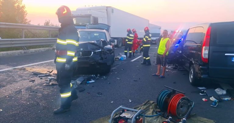 ULTIMA ORĂ/FOTO: Grav accident rutier pe A1 Sibiu-Deva. 6 persoane transportate la spital