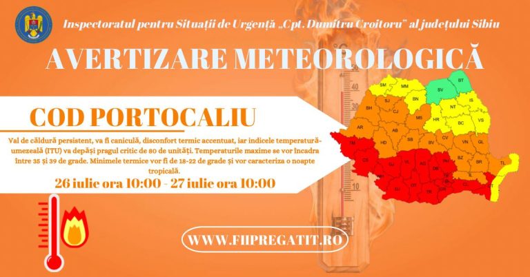 Temperaturile ajung la 39 de grade în Sibiu. Alertă transmisă de ISU Sibiu