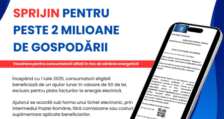 Se pot depune cereri pentru acordarea tichetului de energie