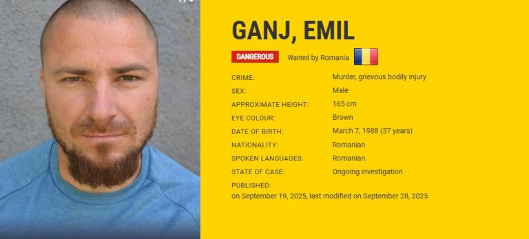 FOTO: Cel mai căutat criminal român, pe site-ul Europol. Se oferă o recompensă de 5.000 de euro