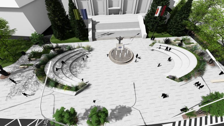 FOTO: Începe reamenajarea piațetei urbane de pe Bulevardul Victoriei, din fața Cercului Militar