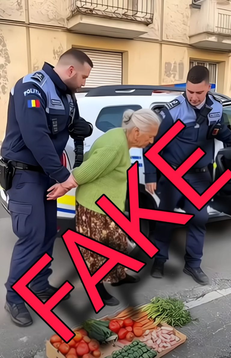 FOTO/VIDEO: „Bătrânica reținută de polițiști”. Cum sunt manipulați românii pe Facebook