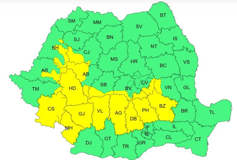 ALERTĂ METEO: Avertizare de vânt puternic și ploi în Sibiu și 10 județe