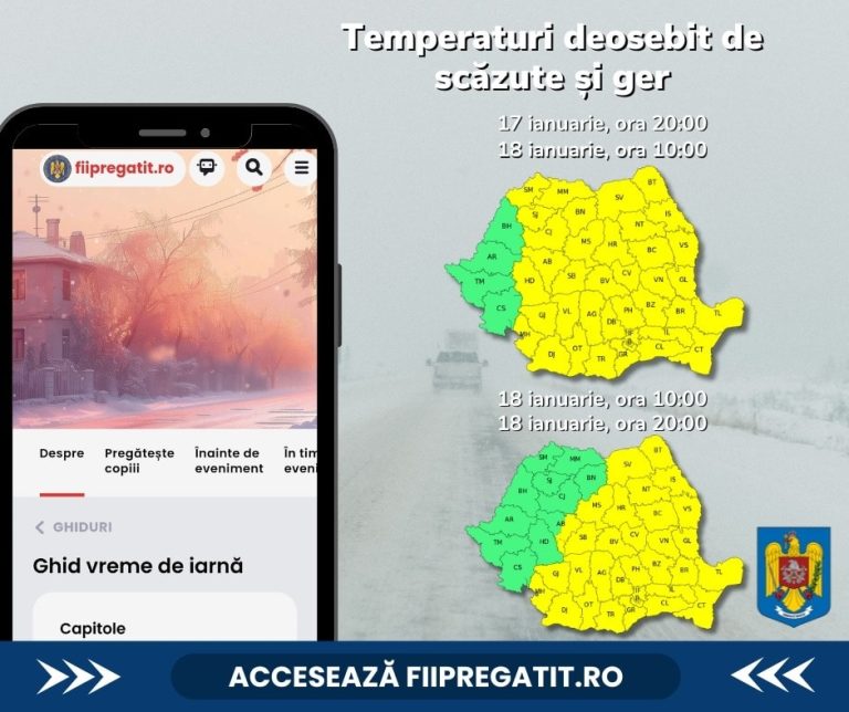 IGSU: Minimele pot coborî până la minus 20 de grade în weekend