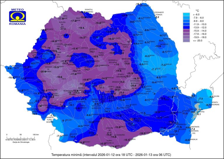 Bâlea Lac și Dumbrăveni, cele mai scăzute temperaturi din județul Sibiu. În țară minima a fost de minus 21 de grade