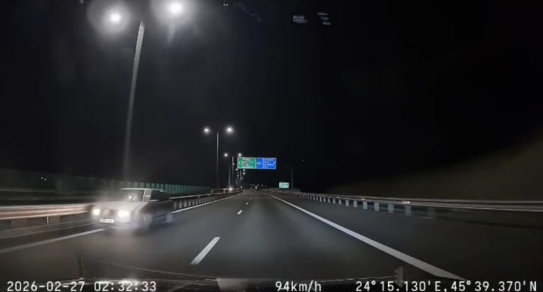 VIDEO: Pericol extrem de A1 în județul Sibiu. Un autoturism surprins pe CONTRASENS