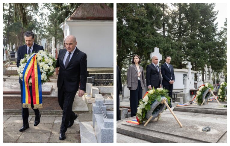 Comemorarea a 108 ani de la Unirea Basarabiei cu România: Ilie Bolojan a depus coroane la Mănăstirea Cernica