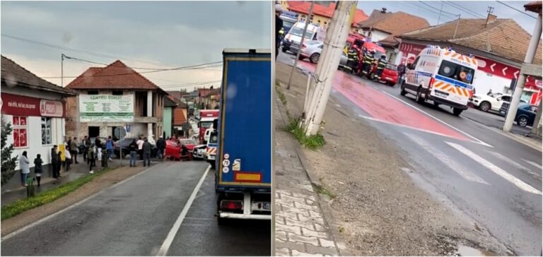 FOTO/ULTIMA ORĂ: Accident rutier în Șeica Mare. 4 persoane implicate, două au ajuns la spital