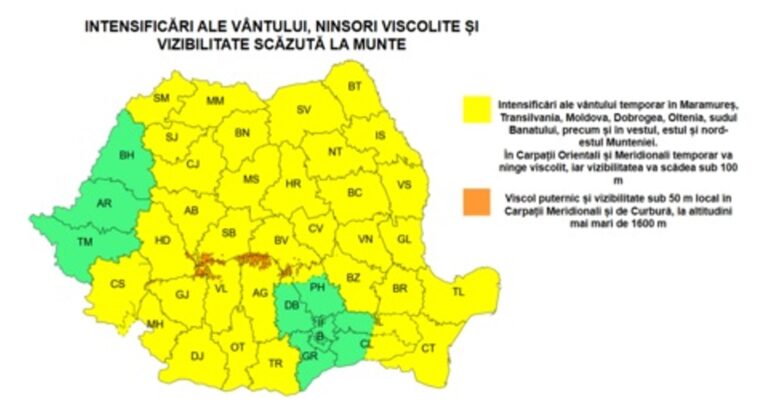 ALERTĂ METEO: Viscol puternic și temperaturi în cădere liberă. Și Sibiul este vizat