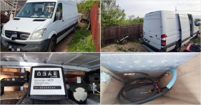 FOTO – Descoperire șocantă după un furt pe Valea Oltului: autoutilitară transformată într-un „laborator” de combustibil