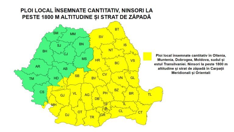 ULTIMA ORĂ – Vreme extremă în România: Cantități record de apă și zăpadă la înălțime