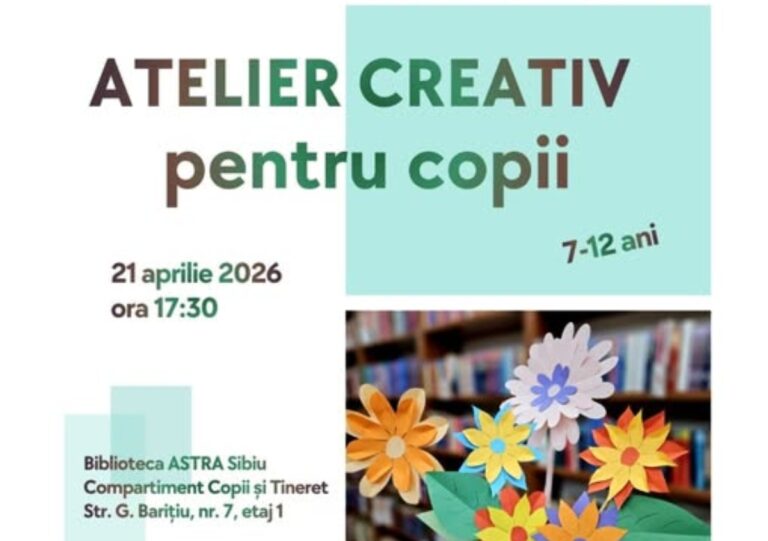 Atelier creativ pentru copii la Biblioteca ASTRA Sibiu: ornamente din hârtie inspirate din natură