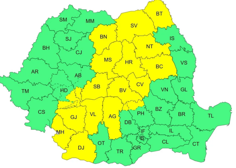 România sub amenințarea furtunilor: ploi abundente și descărcări electrice