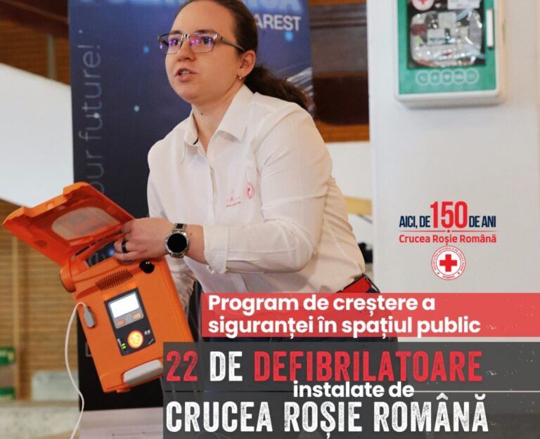 Crucea Roșie Română lansează programul național de instalare a defibrilatoarelor în spațiile publice din România. Sibiul este pe lista celor 18 orașe