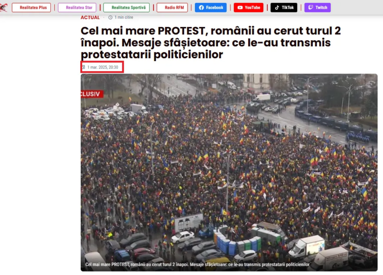 FOTO: Manipulare uriașă demascată de AFP: clipul viral cu „românii care îl sărbătoresc pe Georgescu” este fals