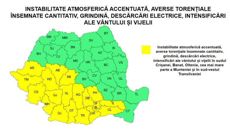 ULTIMA ORĂ – Furtunile lovesc și Sibiul: ANM anunță ploi torențiale, descărcări electrice și grindină