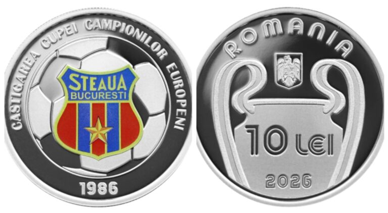 BNR lansează monede aniversare dedicate Steaua București - 40 de ani de la triumful din Cupa Campionilor Europeni