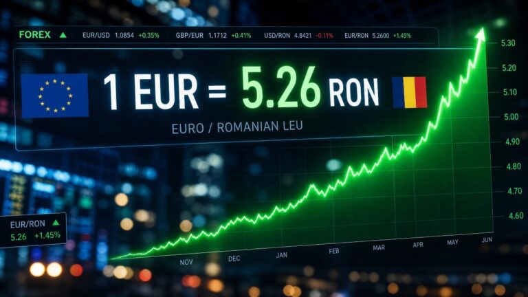 Euro atinge un nou maxim istoric în raport cu leul - Curs BNR 6 mai 2026: 5,2688 lei/euro